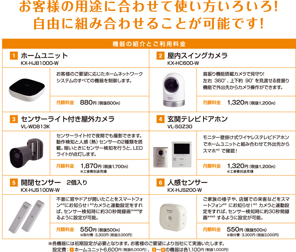 機器の紹介とご利用料金